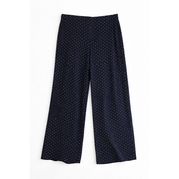 J. Jill Pants - J.Jill Pants Size XL Navy Blue White Polka Dots Elastic Waist Wide Leg Nautical
